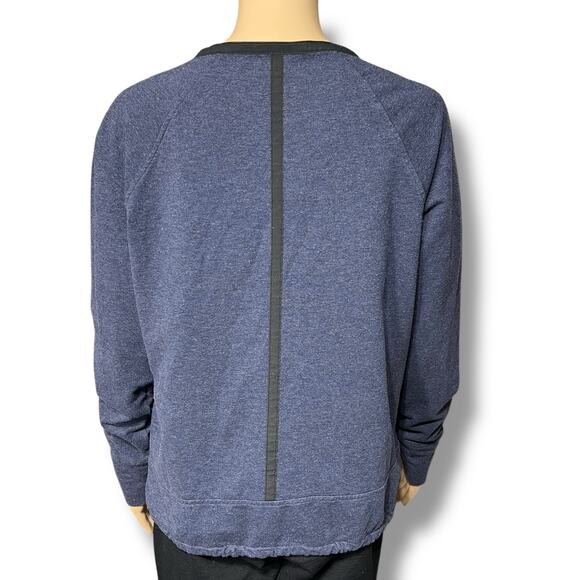 Athleta Womens Athletic Shirt Top V Neck Long Sleeves Drawstring Hem Blue Black - Picture 3 of 8